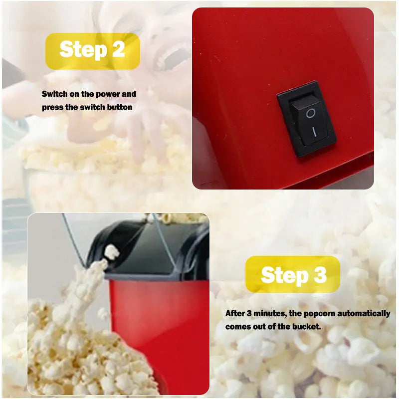 Mini Popcorn Maker – Compact Hot Air Popper with Butter Warming Cup (EU Plug) skinity.online