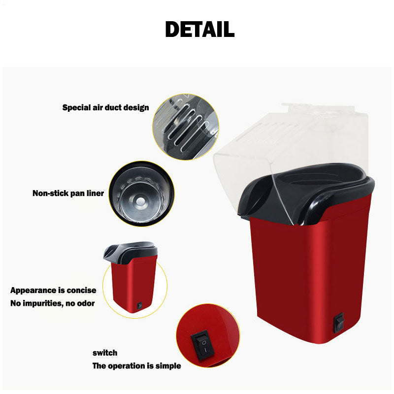 Mini Popcorn Maker – Compact Hot Air Popper with Butter Warming Cup (EU Plug) skinity.online