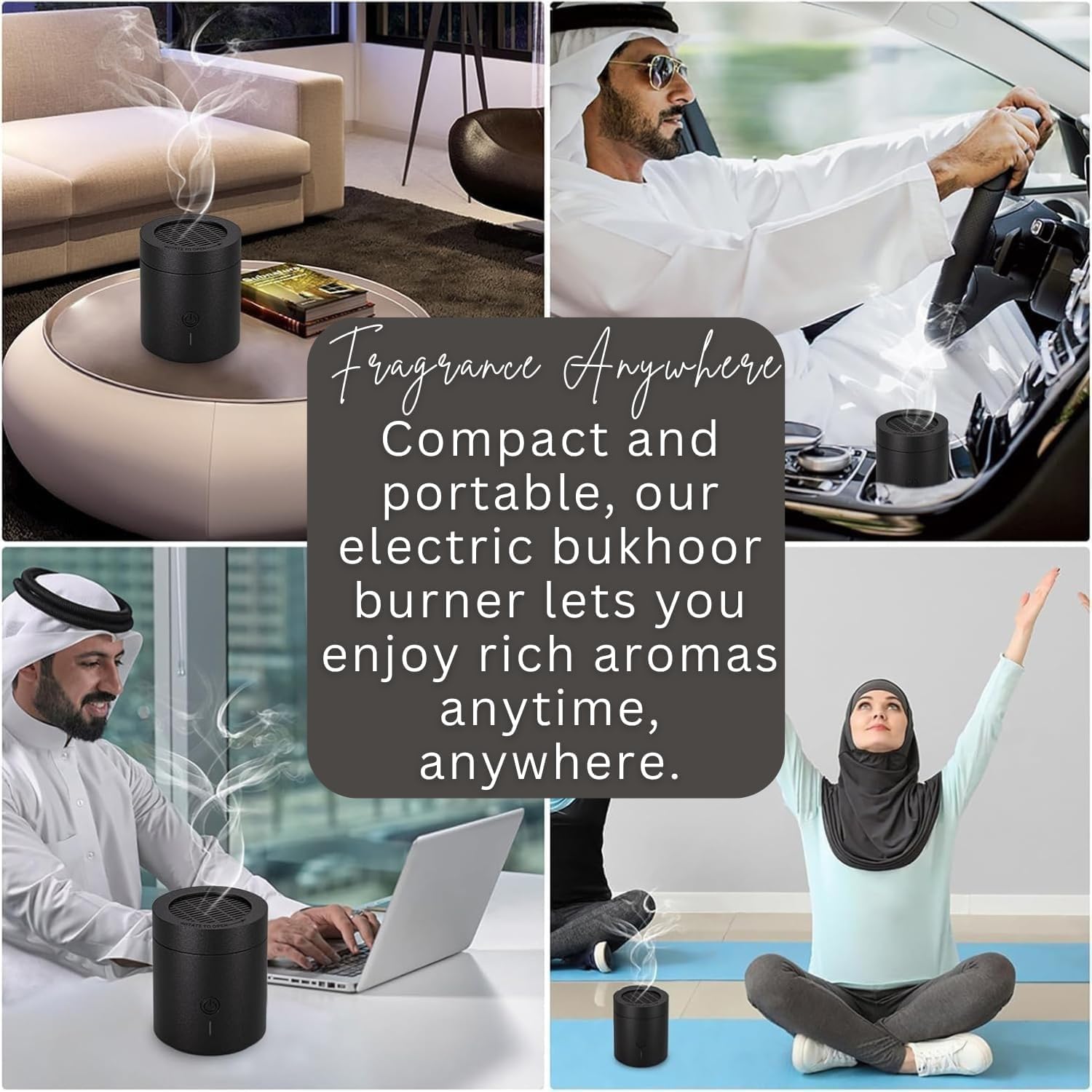 Smart Portable Electric Bakhoor Burner BK-108 – Flameless Rechargeable Incense Diffuser for Home & Travel skinity.online