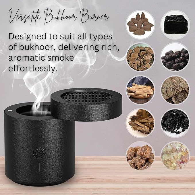 Smart Portable Electric Bakhoor Burner BK-108 – Flameless Rechargeable Incense Diffuser for Home & Travel skinity.online