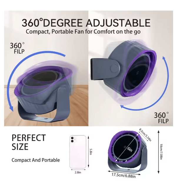 Bladeless Desk Fan with LED Display – Silent USB Air Circulator for Office, Home & Bedroom skinity.online