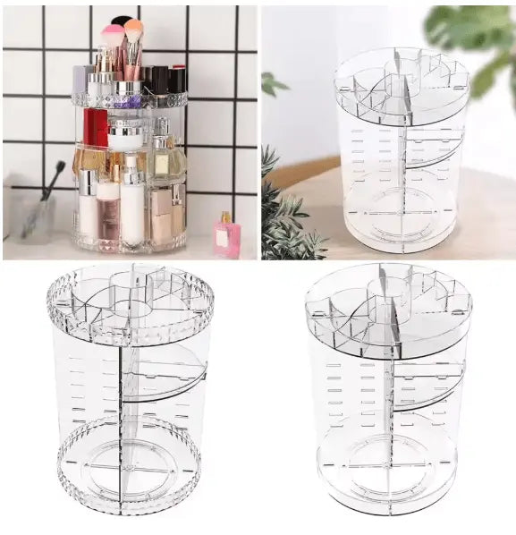 360° Rotating Diamond Cosmetic Organizer – Makeup & Skincare Storage Box for Vanity (Luxury Design, UAE) skinity.online